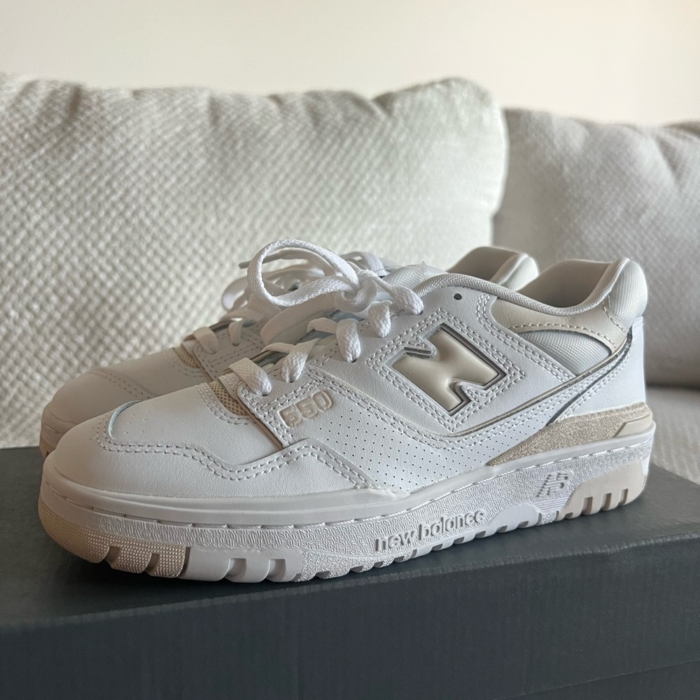 New Balance White and Cream Sneakers